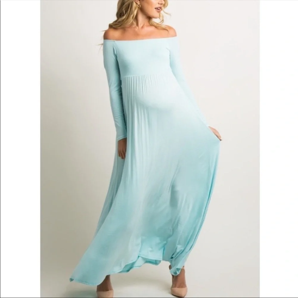 PinkBlush Off the shoulder maternity Maxi dress 💕